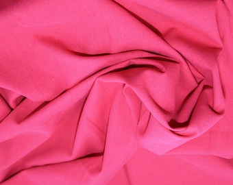 Cerise Pink - Linen Look 100% Cotton Dress Fabric Material - Metre/Half - 58" (145cm) wide