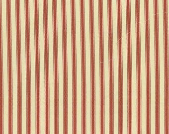 Terracotta on Ivory - 100% Cotton Ticking Stripes Fabric Material - 137cm (53") wide
