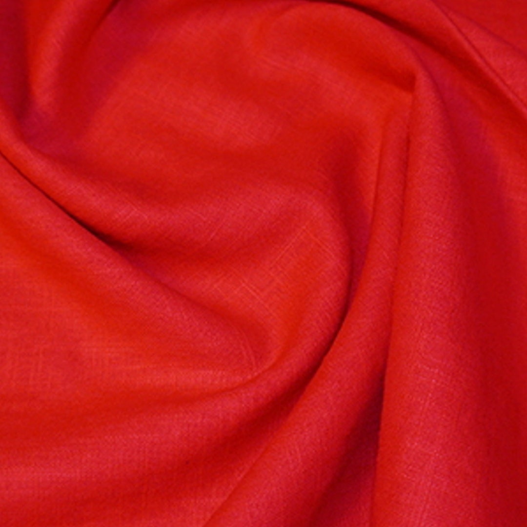 Red Washed Linen - 100% Linen Fabric Material - 136cm (53