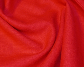 Red Washed Linen - 100% Linen Fabric Material - 136cm (53") wide