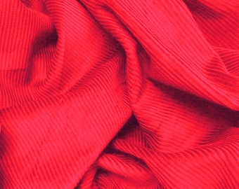 Red - Cotton Corduroy 8 Wale Fabric Material - 144cm (56") wide