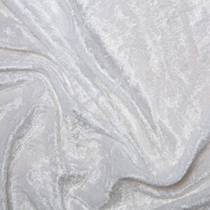 White Crushed Velvet Velour Stretch Fabric Material - Polyester - 150cm (59") wide