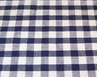 Navy Blue - Corded Gingham - Quarter Inch Check - Dress Fabric Material - Metre/Half - 44 inches (112cm) wide