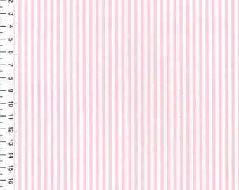 Pink - Chambray 100% Yarn Dyed Cotton Fabric Candy Stripes - OekoTex - Metre/Half/FQ - 56" (144cm) wide