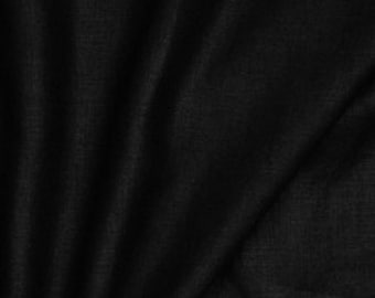 Zwart gewassen linnen - 100% linnen stof materiaal - 136cm (53") breed