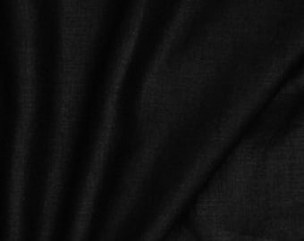 Black Washed Linen - 100% Linen Fabric Material - 136cm (53") wide