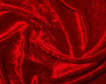 Red Crushed Velvet Velour Stretch Fabric Material - Polyester - 150cm (59") wide