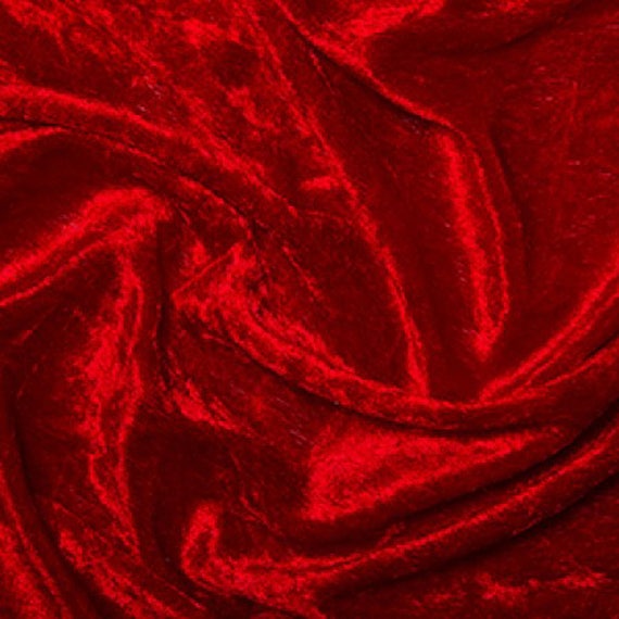 Red Crushed Velvet Velour Stretch Fabric Material - Polyester - 150cm (59)  wide