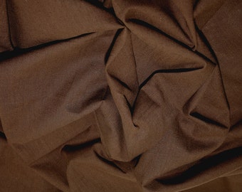 Brown - Linen Look 100% Cotton Dress Fabric Material - Metre/Half - 58" (145cm) wide