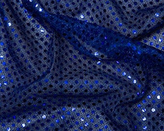 Royal Blue - 3mm Sequin Fabric - Shiny Sparkly Material - 44" (112cm) wide Knitted Backing