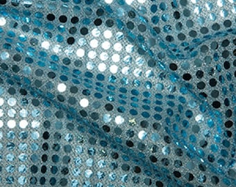 Pale Blue - 6mm Sequin Fabric - Shiny Sparkly Material - 44" (112cm) wide Knitted Backing