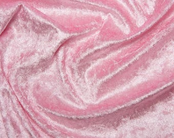 Pink Crushed Velvet Velour Stretch Fabric Material - Polyester - 150cm (59") wide