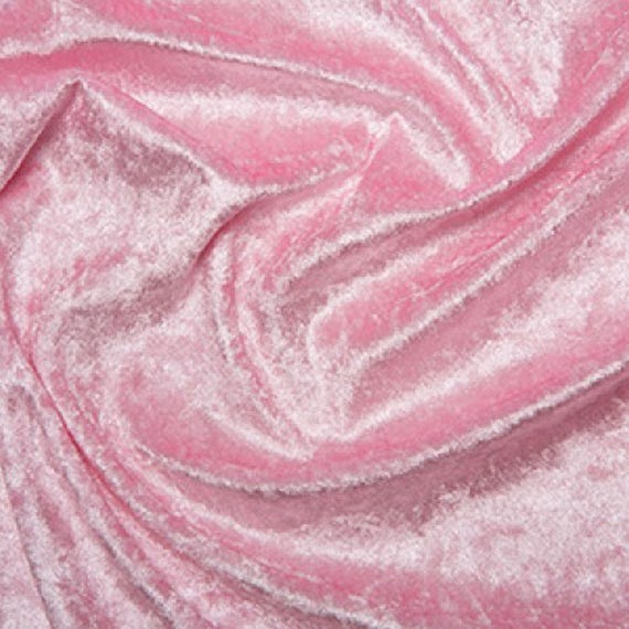 Pink Crushed Velvet Velour Stretch Fabric Material - Polyester - 150cm  (59) wide