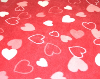 Mixed Hearts on Pink - Polar Fleece Fabric - Metre/Half - Anti Pil - 59" (150cm) wide