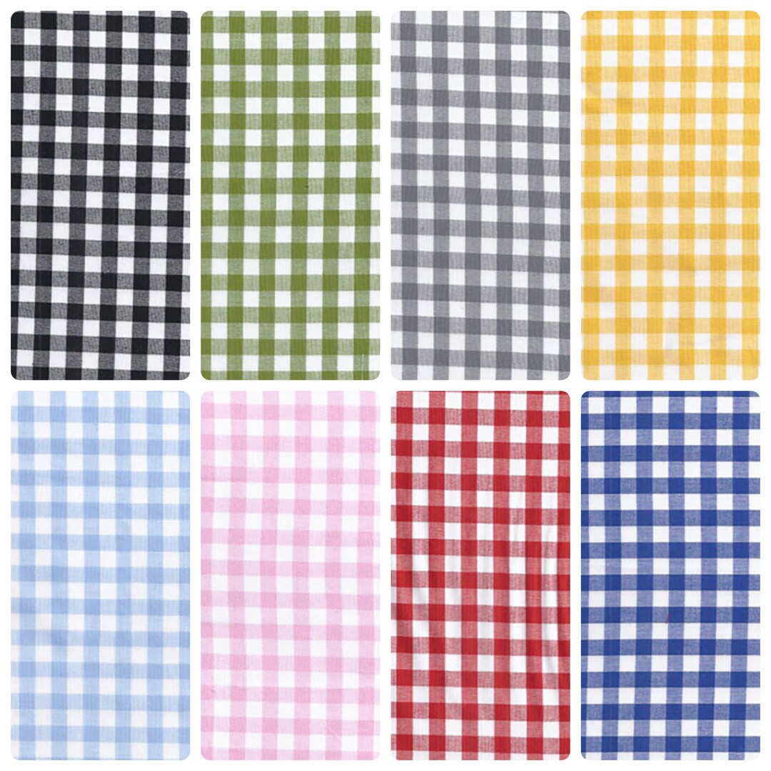 Yarn Dyed Cotton Gingham Check Fabric 1/3 Inch 9mm Squares Material