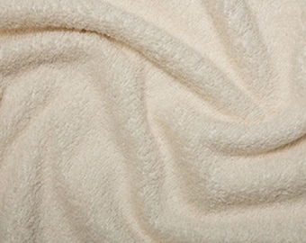 Cream Cotton Terry Towelling Fabric - Plain Solid Colours - Towel Material - 150cm (59") wide