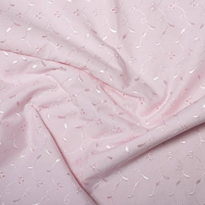 Pink - Broderie Anglaise Fabric Material - 3 Hole - 112cm (44") wide poly cotton