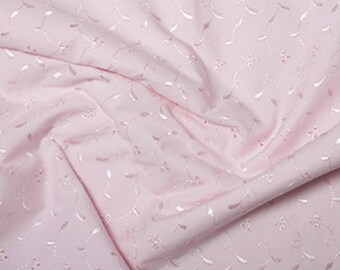 Pink - Broderie Anglaise Fabric Material - 3 Hole - 112cm (44") wide poly cotton