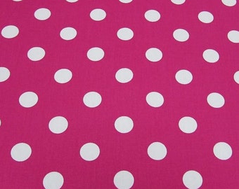 Cerise Pink - 100% Cotton Poplin Dress Fabric Material - 22mm Polka Dot / Spot - Metre/Half - 44" (112cm) wide