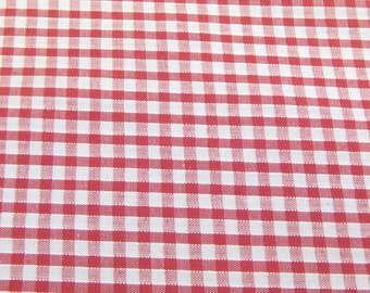 Red - Corded Gingham - Eighth 1/8 Inch Check - Dress Fabric Material - Metre/Half - 44 inches (112cm) wide