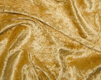 Gold Crushed Velvet Velour Stretch Fabric Material - Polyester - 150cm (59") wide