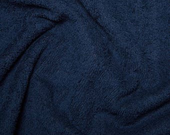 Navy Blue Cotton Terry Towelling Fabric - Plain Solid Colours - Towel Material - 150cm (59") wide