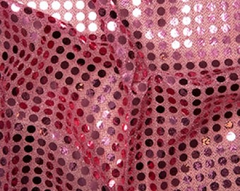 Pink - 6mm Sequin Fabric - Shiny Sparkly Material - 44" (112cm) wide Knitted Backing