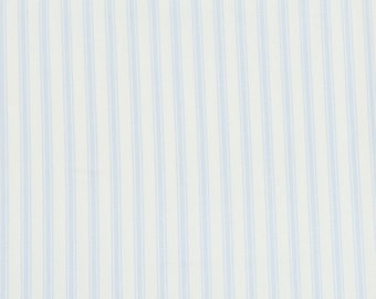 Blue Ticking Stripe Fabric - 100% Cotton Poplin Dress / Craft Fabric - Metre/Half/FQ - 44" (112cm) wide