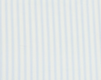 Blue Ticking Stripe Fabric - 100% Cotton Poplin Dress / Craft Fabric - Metre/Half/FQ - 44" (112cm) wide