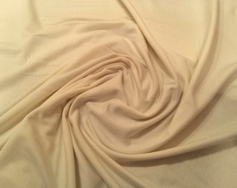 Cream - 100% Cotton Jersey Knit Fabric - T-Shirt, Stretch Material - 160cm (62") wide