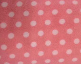 White Spots on Light Pink - Polar Fleece Fabric - Metre/Half - Anti Pil - 59" (150cm) wide