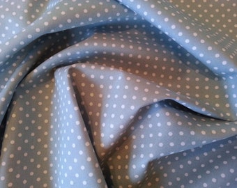 Pale Blue - 100% Cotton Poplin Dress Fabric Material - 3mm Polka Dot / Spot - Metre/Half - 44" (112cm) wide