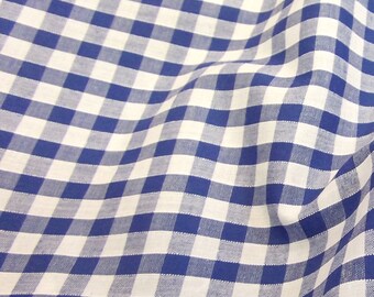 Royal Blue - Corded Gingham - Quarter Inch Check - Dress Fabric Material - Metre/Half - 44 inches (112cm) wide