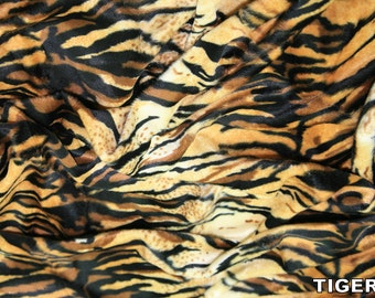 Tiger - Animal Print Polyester Velboa Fabric - Metre/Half - Faux Fur Pony Skin 58" (145cm) wide Velour