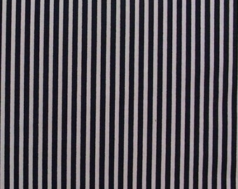 Navy Blue / White - 100% Cotton Poplin Dress Fabric Material - 3mm Stripe - Metre/Half - 44" (112cm) wide