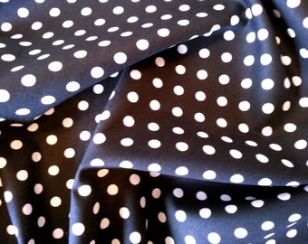 White on Navy Blue - 100% Cotton Poplin Dress Fabric Material - 7mm Polka Dot / Spot - Metre/Half - 44" (112cm) wide