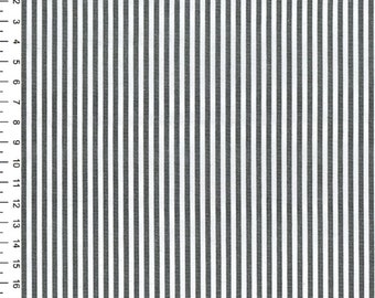 Black - Chambray 100% Yarn Dyed Cotton Fabric Candy Stripes - OekoTex - Metre/Half/FQ - 56" (144cm) wide