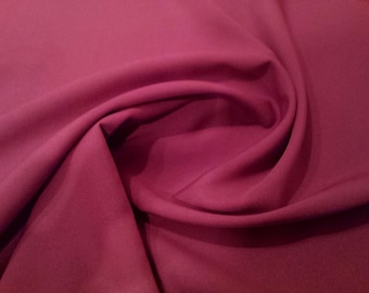 Wine Red - Polyester Bi-Stretch Panama Suiting Dress Fabric - 147cm (58") Wide