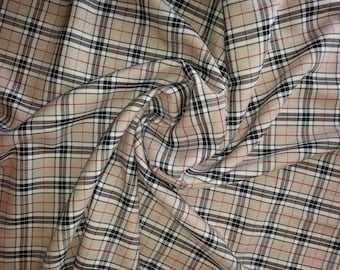 Beige (Thompson) - Tartan Fabric - PolyViscose - Metre/Half - 59" (150cm) wide