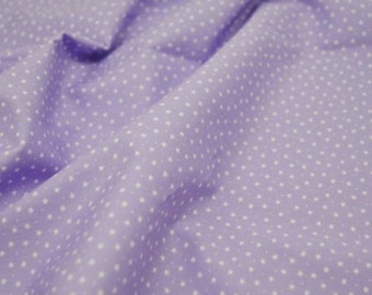 White Stars & Spots on Lavender - 100% Cotton Poplin Dress Fabric Material - 3mm Stars - Metre/Half - 44" (112cm) wide