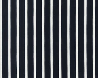 Navy Blue Ivory Striped - Ponte Roma Print Stretch Soft Knit Jersey Fabric - 150cm Wide (59")