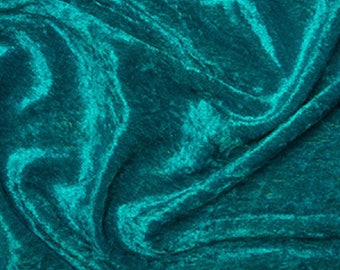 Turquoise Crushed Velvet Velour Stretch Fabric Material - Polyester - 150cm (59") wide