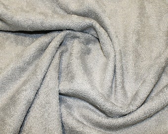 Silver/Grey Bamboo Terry Towelling Fabric - Plain Solid Colours - Towel Material - 150cm (59") wide