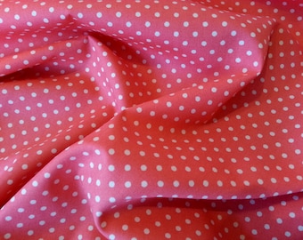 Salmon - 100% Cotton Poplin Dress Fabric Material - 3mm Polka Dot / Spot - Metre/Half - 44" (112cm) wide