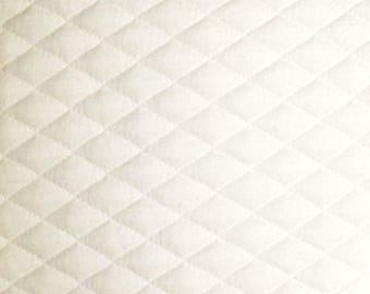 White - Stretch Quilting Fabric Material - Polyester - 150cm (59") wide, 7 Colours, Diamond Pattern