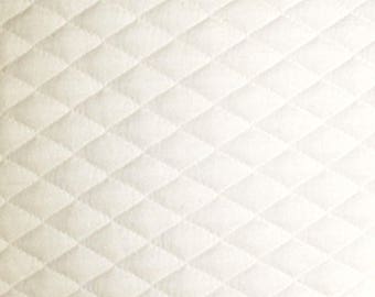 White - Stretch Quilting Fabric Material - Polyester - 150cm (59") wide, 7 Colours, Diamond Pattern