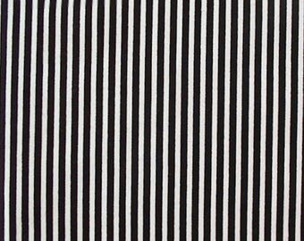 Black/White - 100% Cotton Poplin Dress Fabric Material - 3mm Stripe - Metre/Half - 44" (112cm) wide