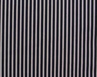 Navy Blue / White - 100% Cotton Poplin Dress Fabric Material - 3mm Stripe - Metre/Half - 44" (112cm) wide