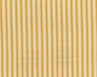 Gold/Yellow on Ivory - 100% Cotton Ticking Stripes Fabric Material - 137cm (53") wide
