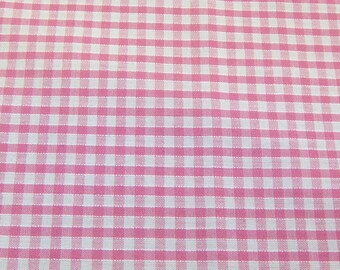 Pink - Corded Gingham - Eighth 1/8 Inch Check - Dress Fabric Material - Metre/Half - 44 inches (112cm) wide